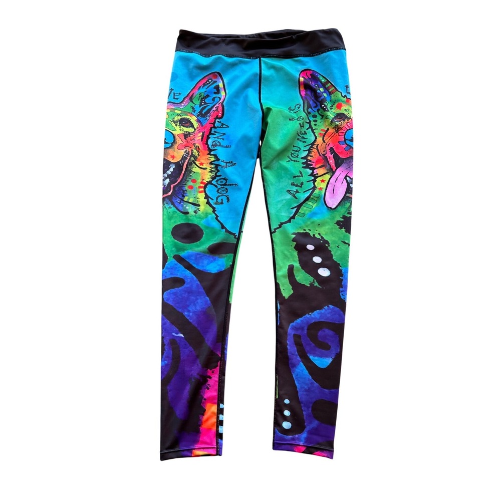 XLUSION German Shepherd Dog Pop Art Leggings XXL All‎ You Need Is Love Rainbow